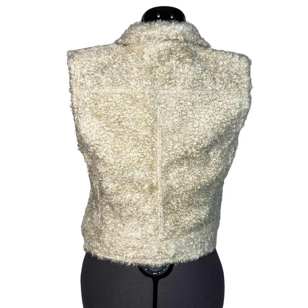 Gap Sherpa Teddy Vest Snap-Front White Sz. S - Picture 7 of 8